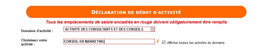 Exemple de Déclaration de début d'activité d'un Micro-entrepreneur réunionnais